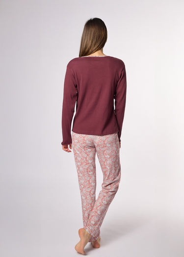 Pyjama à motif et manches longues Rose imprimé