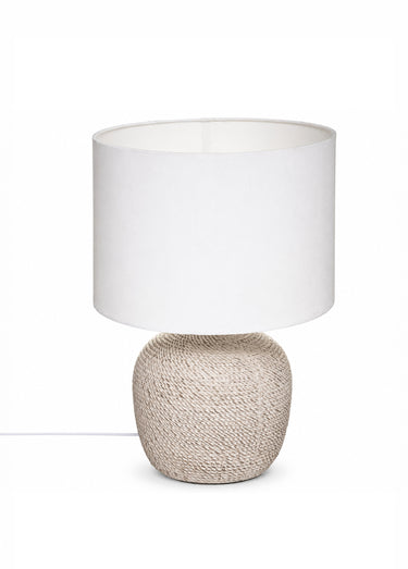 Lampe pied céramique aspect corde DAVIA Blanc