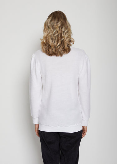 Pull doux scintillant col rond Blanc / Doré