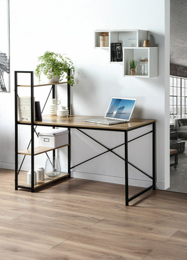 Bureau industriel métal et décor bois Bois Clair