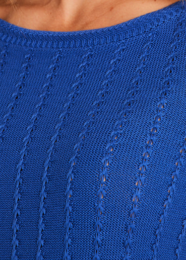 Pull col bateau manches 3/4 Bleu