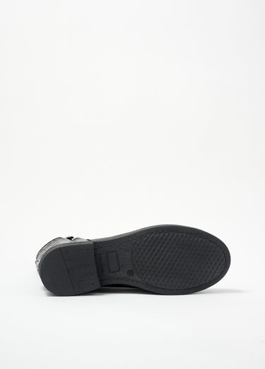 Boots zippées cuir largeur confort effet croco Noir