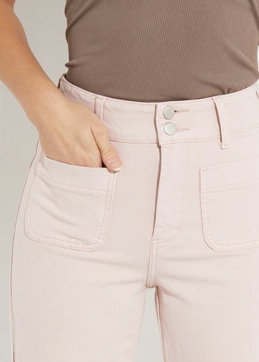Jean flare taille haute, spécial PETITE Rose des bois