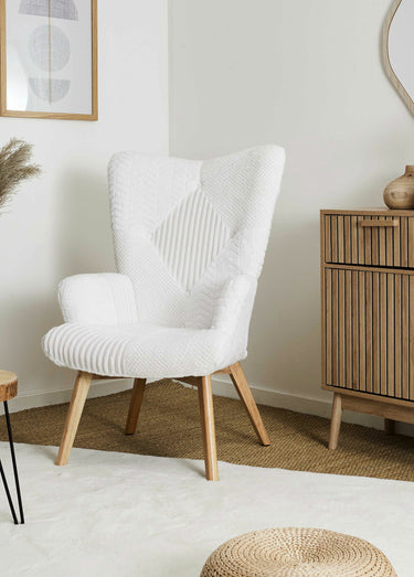 Fauteuil confort, patchwork ton sur ton Blanc