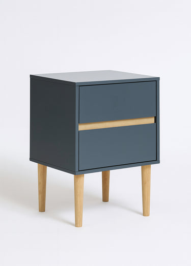 Table de chevet 2 tiroirs, en bois peint Gris Fonce