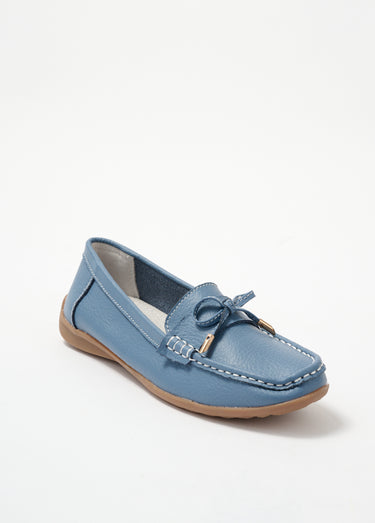 Mocassins confortables plats en cuir Bleu