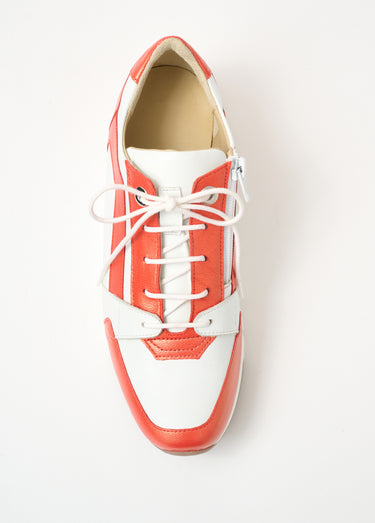 Baskets largeur confort cuir bicolore Orange/Blanc