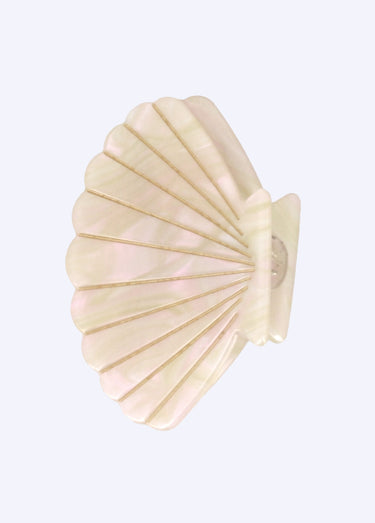Pince à cheveux nacrée, forme Coquillage Beige