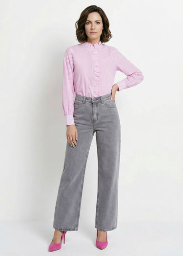 Jean 5 poches coupe wide, spécial GRANDE Gris Clair