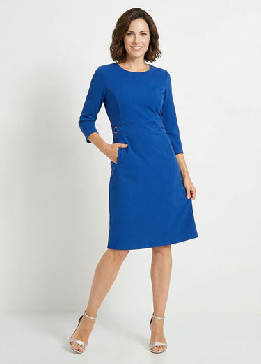 Robe droite manches 3/4 maille souple Bleu