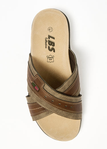 Mules brides croisées semelle confort Marron
