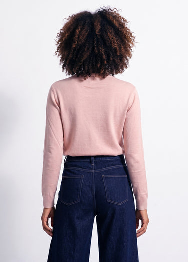 Pull doux col rond manches longues Rose