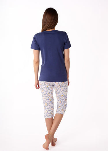 Pyjama 2 pièces corsaire motif marin Marine