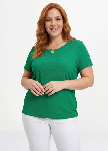 T-shirt court dentelle Vert