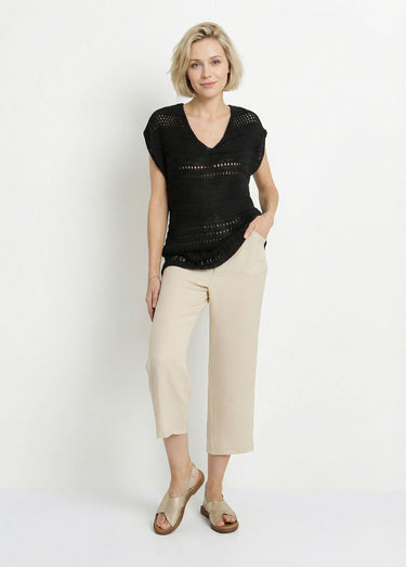 Pull manches courtes grosse maille Noir