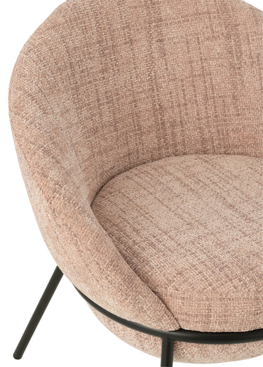 Fauteuil de salon chiné pieds métal, 2R Rose