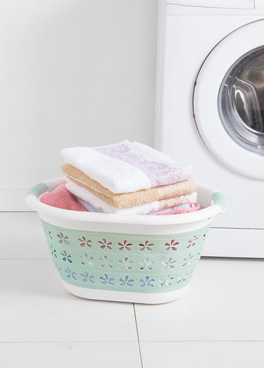 Panier à linge pliable ajouré Vert/Blanc