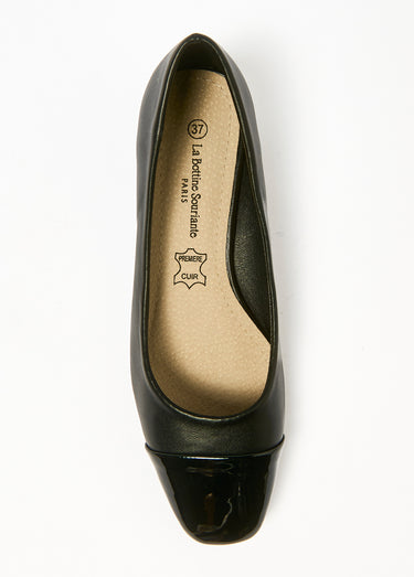 Ballerines chic bi matière petit talon Noir
