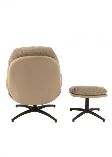 Fauteuil relax tissu + repose pieds 2BF Beige foncé / Noir