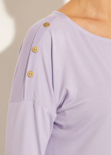 T-shirt marinière rayé manches 3/4 Uni Violet