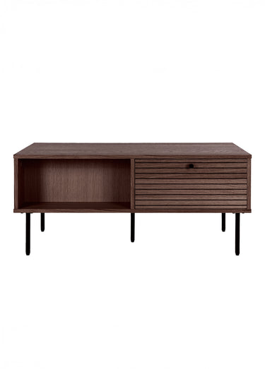 Table basse rectangulaire, chêne plaqué 2F Fumé