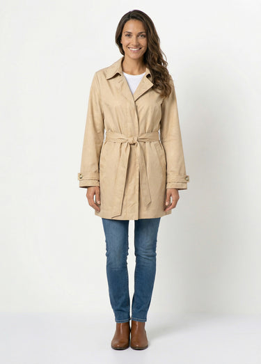 Trench déperlant avec ceinture à nouer Beige