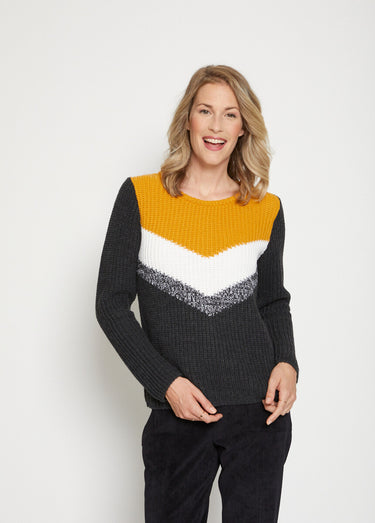 Pull en maille perlée multicolore Gris/Miel