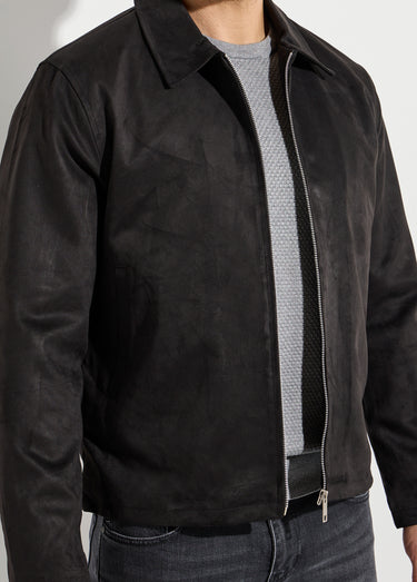 Blouson court zippé en suédine Noir