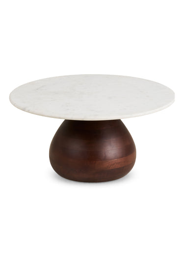 Table basse marbre et manguier HEIDE Blanc/Brun foncé