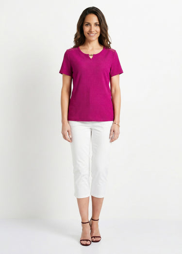 T-shirt court dentelle Cassis