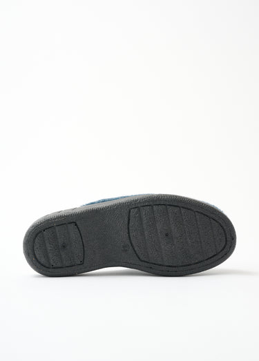 Chaussons mules largeur confort brodés fourrés Marine