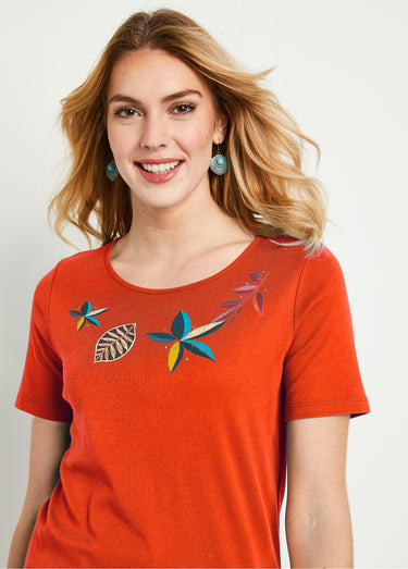 T-shirt droit long manches courtes Orange