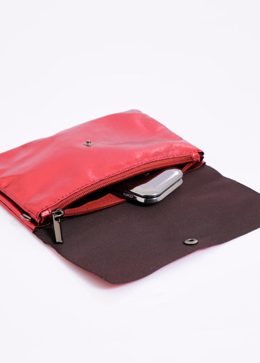 Sac pochette métallisé chic avec rabat Bordeaux