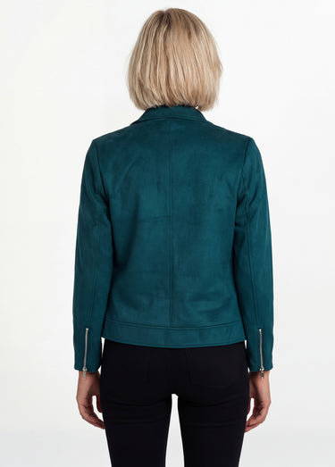 Blouson zippé court tissu suédé Vert