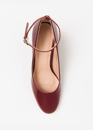 Escarpins vernis à talon bride cheville Vernis Bordeaux