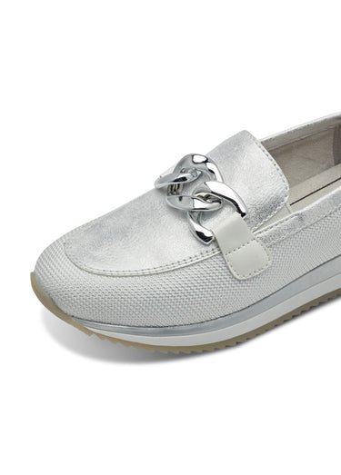 Mocassins compensés multimatières Blanc Argente