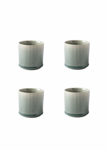 Lot de 4 tasses en grès sans anses, Jade Vert