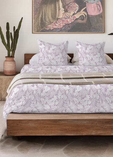 Drap-housse flanelle coton imprimé végétal Rose