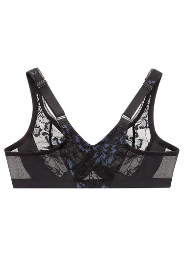 Soutien-gorge WonderWire Dentelle Dos Nageur à Fermeture Frontale, Spécial Grandes Tailles n°9246 Noir