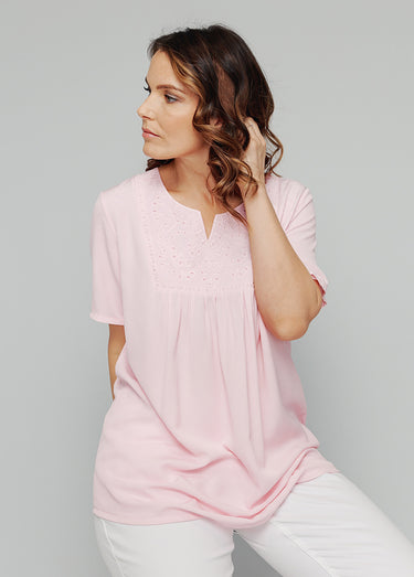 Tunique longue bohème en crépon Rose