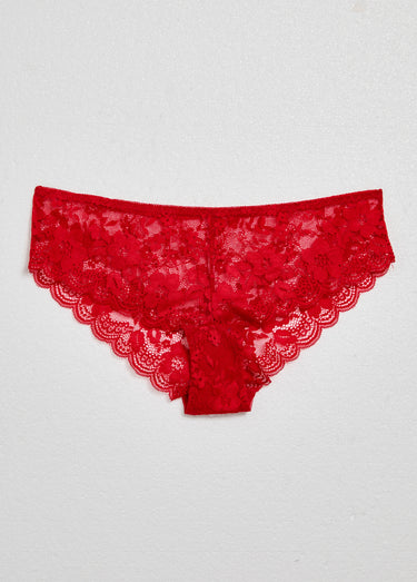 Shorty sexy en dentelle transparente Rouge