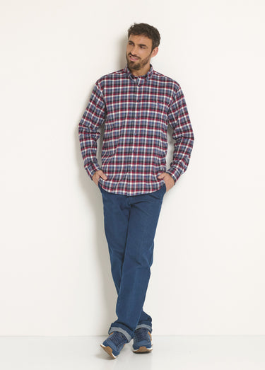 Chemise flanelle extensible à carreaux Carreaux Bordeaux