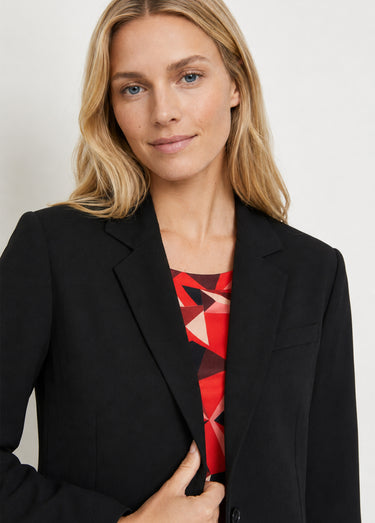 Veste blazer unie coupe droite col tailleur Noir