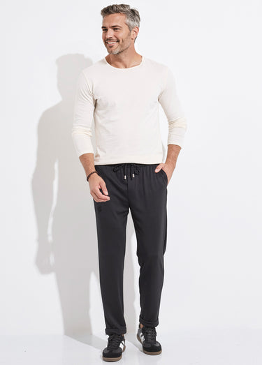 Pantalon coupe ajustée bas à revers Noir