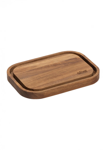 Beurrier en verre avec socle acacia Bois
