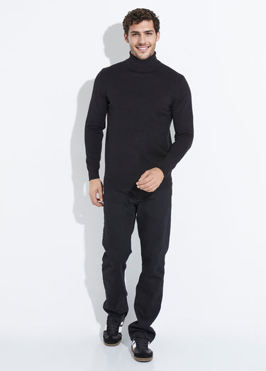 Pull col roulé en maille fine jauge Noir