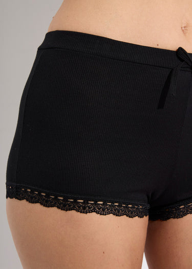Pyjama cotelé court débardeur et short Noir