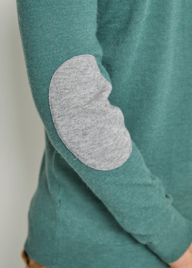 Pull col V maille empiècements coudes Vert Menthe