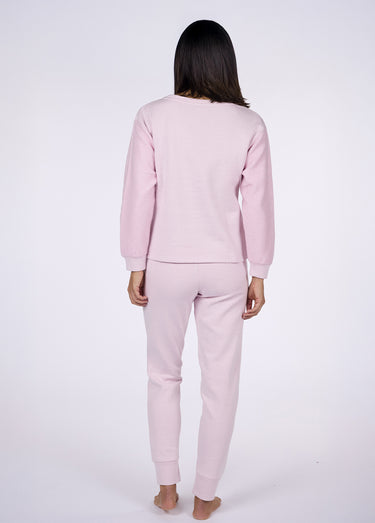 Pyjama long 2 pièces molletonné chaud Rose