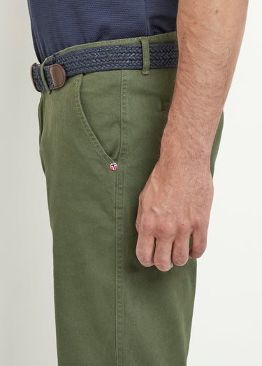 Bermuda court à revers avec ceinture Kaki